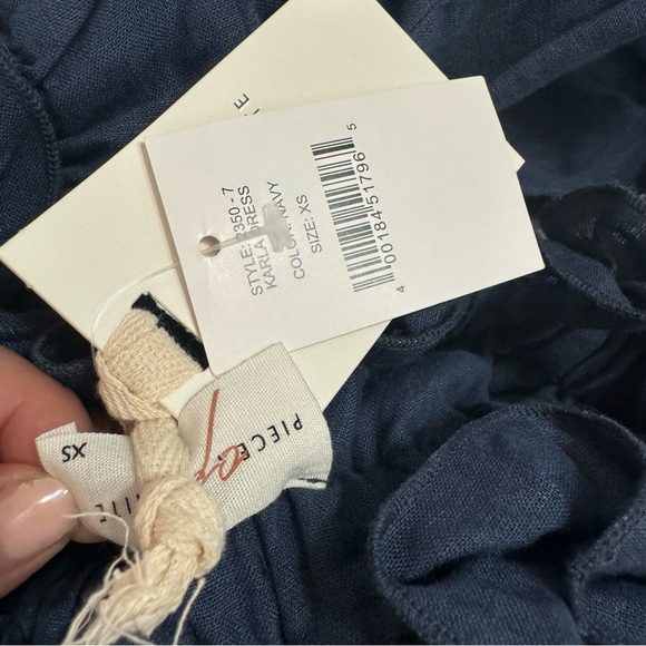 NWT Piece of White Navy Karla Off-The-Shoulder Midi-Dress Dress - Picture 6 of 8